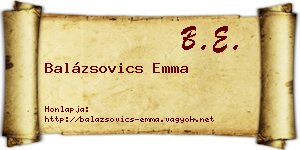 Balázsovics Emma névjegykártya